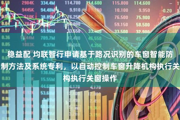 稳益配 均联智行申请基于路况识别的车窗智能防溅水控制方法及系统专利,以自动控制车窗升降机构执行关窗操作