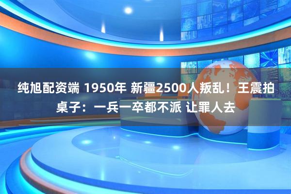 纯旭配资端 1950年 新疆2500人叛乱！王震拍桌子：一兵一卒都不派 让罪人去